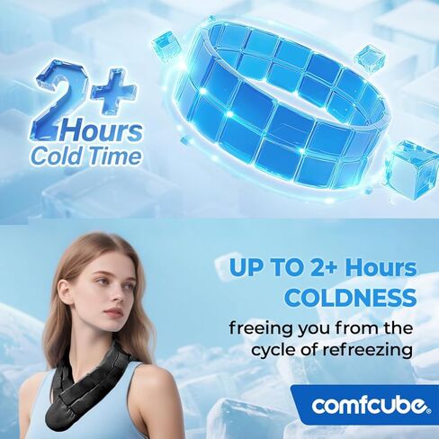 Comfcube Neck Ice Pack Wrap for Cervical Pain and Cooling, 2 Hours Long Lasting Cold Ice Pack for Neck Injuries, Reusable Flexible Cold Pack for Hot Weather, Hot Flashes, Surgery, Office Pressure in Saudi Arabia