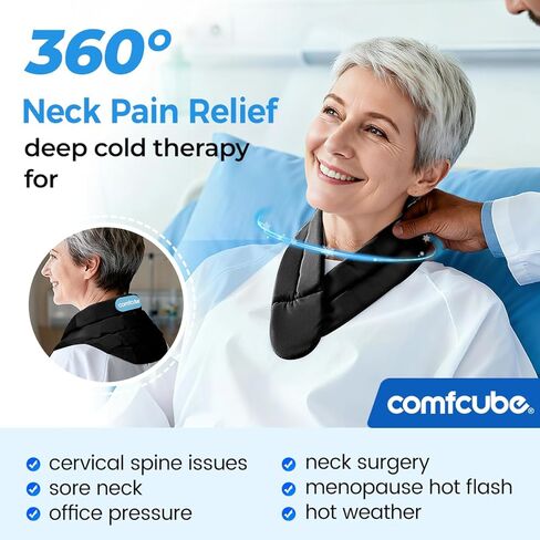 Comfcube Neck Ice Pack Wrap for Cervical Pain and Cooling, 2 Hours Long Lasting Cold Ice Pack for Neck Injuries, Reusable Flexible Cold Pack for Hot Weather, Hot Flashes, Surgery, Office Pressure in Saudi Arabia