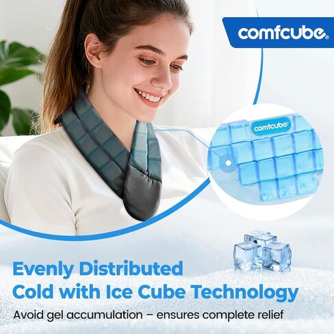 Comfcube Neck Ice Pack Wrap for Cervical Pain and Cooling, 2 Hours Long Lasting Cold Ice Pack for Neck Injuries, Reusable Flexible Cold Pack for Hot Weather, Hot Flashes, Surgery, Office Pressure in Saudi Arabia