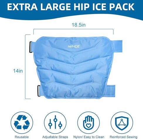 حزمة ثلج كبيرة جدًا من MR.ICE بعد الجراحة مقاس 18.5 بوصة × 14 بوصة - أدوات مساعدة لاستبدال الورك، تخفيف آلام التهاب الورك، حزمة ثلج قابلة لإعادة الاستخدام لجراحة استبدال الورك، علاج ضغط الورك البارد in Kuwait