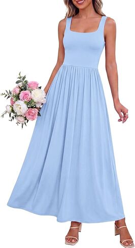 BTFBM Summer Dresses for Women 2026 Maxi Casual Square Neck Flowy Long Sundress Spring Wedding Guest Cocktail Dress in Saudi Arabia