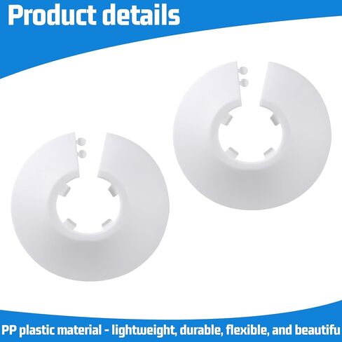 4 قطع تناسب 1/2 بوصة شفة غطاء أنابيب المياه الديكور تناسب 1/2 بوصة غطاء أنبوب بلاستيكي أبيض من البولي بروبيلين أبيض 16 مم (5/8 بوصة) لوحة شعار PP سهلة التركيب على غطاء لأنابيب الحائط لتزيين أنبوب صمام المطبخ وحوض المرحاض in Kuwait