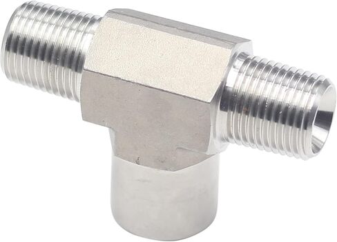 HFS(R) 304 وصلة أنابيب من الفولاذ المقاوم للصدأ مزورة تي شيرت الشارع 1/4 "NPT ذكر x 1/4" NPT أنثى x 1/4 "NPT ذكر in Kuwait