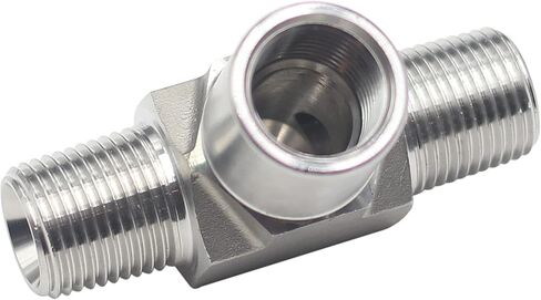 HFS(R) 304 وصلة أنابيب من الفولاذ المقاوم للصدأ مزورة تي شيرت الشارع 1/4 "NPT ذكر x 1/4" NPT أنثى x 1/4 "NPT ذكر in Kuwait