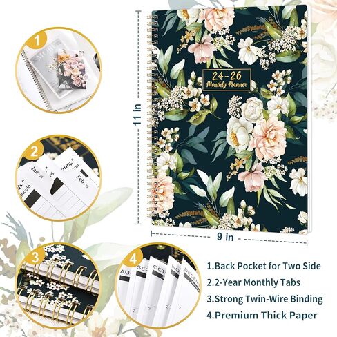 2024 Planner - Weekly Monthly Planner 2024 from Jan. 2024 - Dec. 2024, 6.4" x 8.5", 2024 Planner Weekly and Monthly, Planner 2024 with 12 Monthly Tabs, Back Pocket, Thick Paper, Perfect Organizer for You in Saudi Arabia