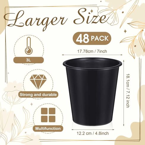 Layhit 48 Pcs Plastic Ice Buckets for Parties 3 Liters Wine Bucket Portable Ice Holder Disposable Wine Cooler for Party Wedding Party Beverages Champagne Soda and Beer (Black) in Kuwait