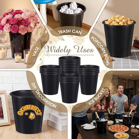 Layhit 48 Pcs Plastic Ice Buckets for Parties 3 Liters Wine Bucket Portable Ice Holder Disposable Wine Cooler for Party Wedding Party Beverages Champagne Soda and Beer (Black) in Kuwait