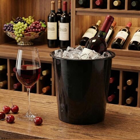 Layhit 48 Pcs Plastic Ice Buckets for Parties 3 Liters Wine Bucket Portable Ice Holder Disposable Wine Cooler for Party Wedding Party Beverages Champagne Soda and Beer (Black) in Kuwait