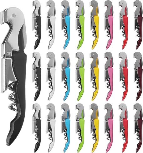 24 Pack Colorful Corkscrew Wine Openers Upgraded Heavy Duty Stainless Steel Wine Opener Bulk Double Hinged Wine Key for Serves Waiters Bartenders Party Wine Opener Favor (Colorful) in Saudi Arabia