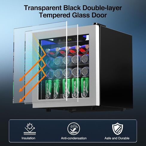 Kismile Beverage 36L Refrigerator Cooler Mini Fridge,1.3 Cu.Ft Drink Fridge for 12 Bottle 50 Can with Quiet Compressor,LED Light,Electronic Temperature Control for Home/Bar/Office in Kuwait
