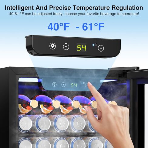 Kismile Beverage 36L Refrigerator Cooler Mini Fridge,1.3 Cu.Ft Drink Fridge for 12 Bottle 50 Can with Quiet Compressor,LED Light,Electronic Temperature Control for Home/Bar/Office in Kuwait