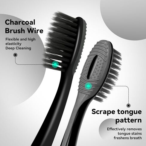 Charcoal Toothbrush-Soft Toothbrushes for Adults-BPA Free Whitening Toothbrush-Activated Charcoal Bristle for Sensitive Teeth & Gums (5 Pack) in Kuwait