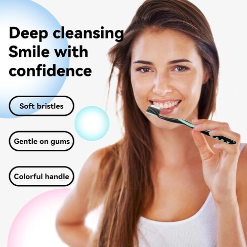 Charcoal Toothbrush-Soft Toothbrushes for Adults-BPA Free Whitening Toothbrush-Activated Charcoal Bristle for Sensitive Teeth & Gums (5 Pack) in Kuwait