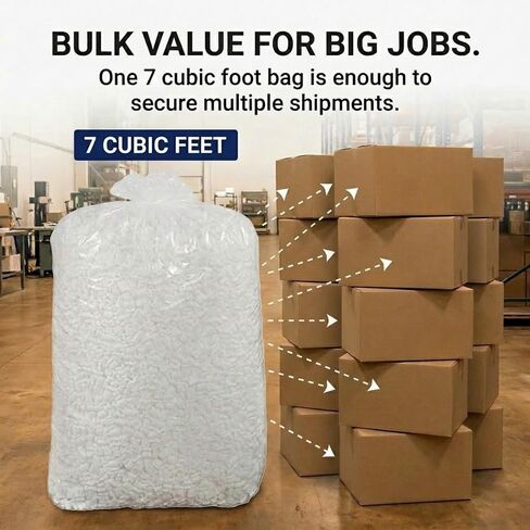 Aviditi 7NUTSW 7 Cubic Feet Loose Fill Packing Peanuts, White in Saudi Arabia