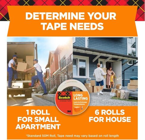 Scotch Long Lasting Storage Packing Tape, Clear, Storage Tape Seals Moving Boxes, 1.88 in x 54.6 yd ,1 roll in Kuwait