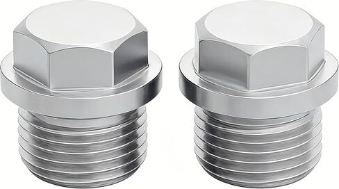M18 x 1.5 Stainless Steel 304 Flange Hex Plug, Solid Thread Bung Plug Pipe Fitting Universal Fit, Pack of 2 in Saudi Arabia