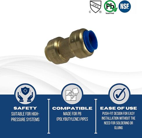 2 قطعة XFITTING 1/2 بوصة وصلة دفع × 1/2 بوصة PB (بولي بوتيلين) وصلة تحويل، نحاس، نحاس in Kuwait
