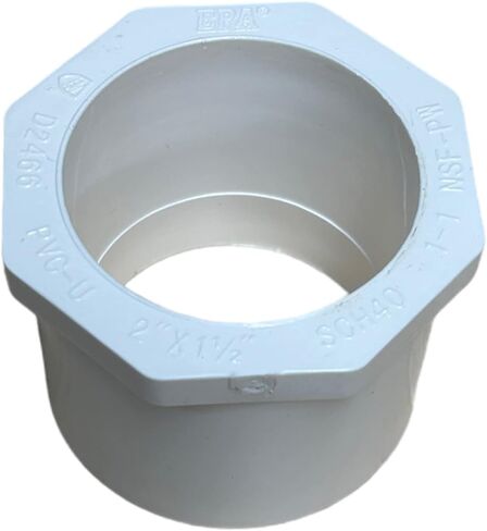 ERA 2 بوصة × 1-1/2 بوصة جدول 40 جلبة مخفض PVC - مقبس منزلق تركيب أنابيب بيضاء، معتمد من NSF-PW، 5 عبوات in Kuwait