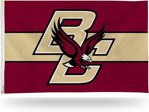 Rico Industries NCAA Boston College Eagles Maroon مع شريط ذهبي، لافتة علم مقاس 3 × 5 بوصات على جانب واحد - داخلي أو خارجي - ديكور منزلي in Kuwait