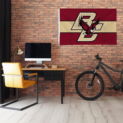 Rico Industries NCAA Boston College Eagles Maroon مع شريط ذهبي، لافتة علم مقاس 3 × 5 بوصات على جانب واحد - داخلي أو خارجي - ديكور منزلي in Kuwait