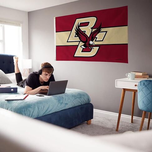 Rico Industries NCAA Boston College Eagles Maroon مع شريط ذهبي، لافتة علم مقاس 3 × 5 بوصات على جانب واحد - داخلي أو خارجي - ديكور منزلي in Kuwait