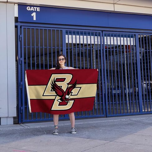 Rico Industries NCAA Boston College Eagles Maroon مع شريط ذهبي، لافتة علم مقاس 3 × 5 بوصات على جانب واحد - داخلي أو خارجي - ديكور منزلي in Kuwait