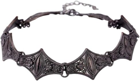 Short Oxidized Filigree Choker Statement Necklace for Women Men Ancient Punk Gothic Patterns Geometric Neck Chain Collar Bib Vintage Retro Necklaces Inidan Traditional Bollywood Gypsy Jewelry in Saudi Arabia