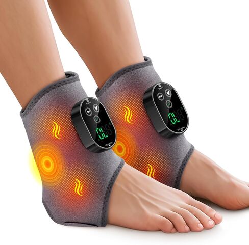 BAISEMAIN 2PCS Cordless Foot Massager for Neuropathy, Foot and Ankle Massager for Pain Relief, 3000mAh Rechargeable Ankle Heating Pad with Massage for Circulation, Black in Saudi Arabia