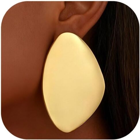 Gold Statement Earrings for Women Chunky Gold Earrings Big Chunky Irregular Geometric Drop Dangle Oval Round Trendy Jewelry for Wedding Party Dinner Anniversary in Saudi Arabia