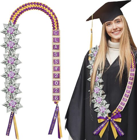 Suncalla Graduation Money Lei Class of 2026 Graduation Ribbon Lei 2026 Grad قلادة هدية تهانينا لمدرسة الكلية الثانوية العليا لوازم حفلات التخرج لا تتضمن أموالًا in Saudi Arabia
