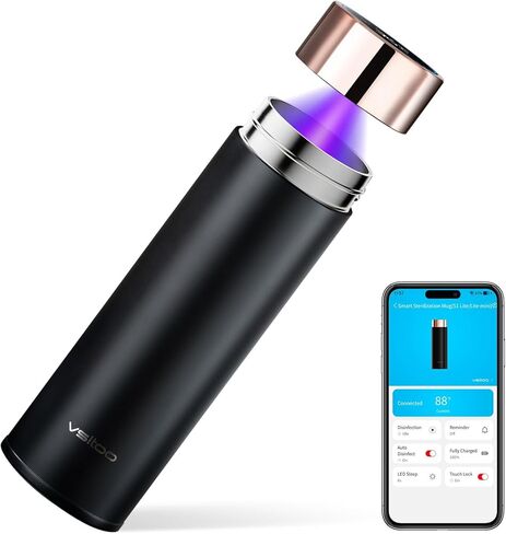 Vsitoo Smart self cleaning Insulated Water Bottle, 15oz Stainless Steel Vacuum Flask, AI Self-Clean, 30-Day Battery Life, BPA-Free, Magnetic Charging, Portable Travel Mug Gifts for Men Women, Blue in Kuwait