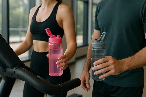 زجاجات مياه بلاستيكية 24 أونصة بغطاء علوي خالٍ من مادة BPA، عبوة من قطعتين من زجاجات المياه الرياضية للاستخدام اليومي - ألوان متنوعة in Kuwait