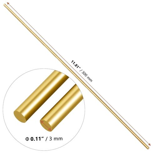 LEXININ Brass Round Rod, 1/8 x 12 inches, 50 Pack, Solid Bar Stock for Craft in Kuwait