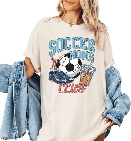 قميص نادي Soccer Moms، تي شيرت برسومات Soccer Mom، قميص Game Day Soccer Mom، تي شيرت لطيف لكرة القدم Mom، قميص الأم الرياضية in Kuwait