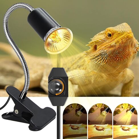 Tortoise Heat Lamp,E27 UVA/UVB Reptile Heat Lamp,360°Flexible Rotating Chick Heat Lamp with Ceramic Bulb Holder,Dimmable Plant Growth Lamp, Metal Clip, 2.4M Cable, for Aquarium Turtle Snakes,No Bulb in Saudi Arabia