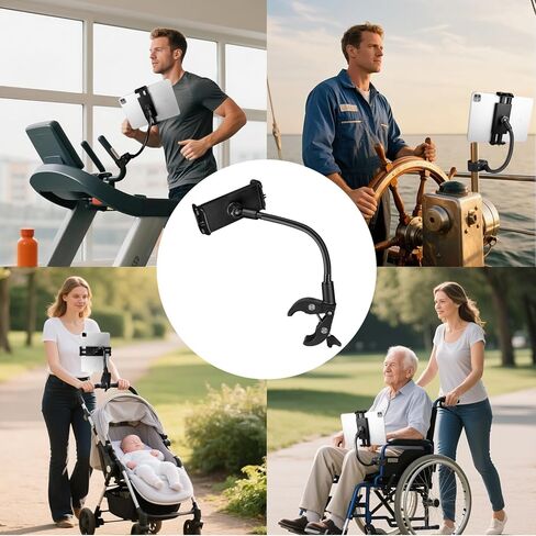 Golf Cart Tablet Phone Holder with Extended Arm, Steering Column-Mounted Tablet/Phone Mount, Length Adjustable/360° Rotatable, Universal Compatible with 4-13'' Devices, Round Clip in Kuwait