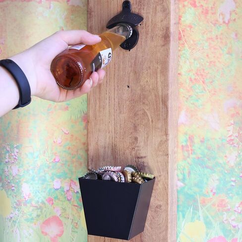 Stainless Steel Beer Bottle Cap Catcher Wall Mount Soda Beer Top Bucket Black with Drain for Kitchen Home Bar in Kuwait