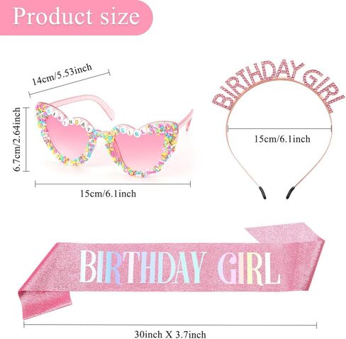 Birthday Girl Accessories Set for Women, Birthday Girl Sunglasses Sash Tiara Crown Party Favors for Women in Saudi Arabia