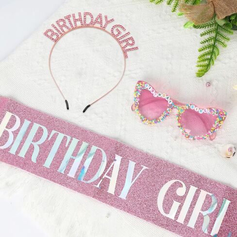 Birthday Girl Accessories Set for Women, Birthday Girl Sunglasses Sash Tiara Crown Party Favors for Women in Saudi Arabia