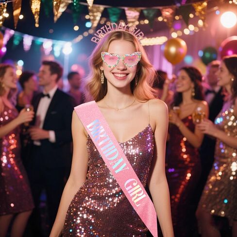 Birthday Girl Accessories Set for Women, Birthday Girl Sunglasses Sash Tiara Crown Party Favors for Women in Saudi Arabia