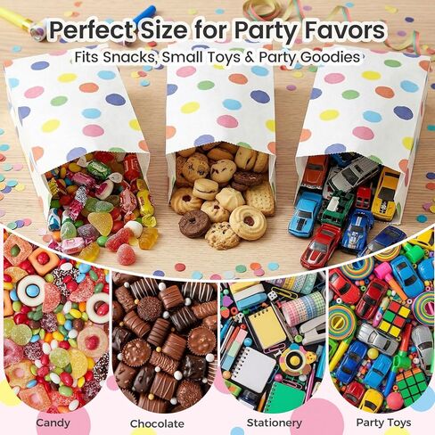 vgoodall 24pcs حفلة تفضيل حقائب الورق ، حقائب الهدايا البولكا دوت معالجة الحقائب مع ملصقات جيدة لأكياس عيد ميلاد استحمام الطفل in Kuwait