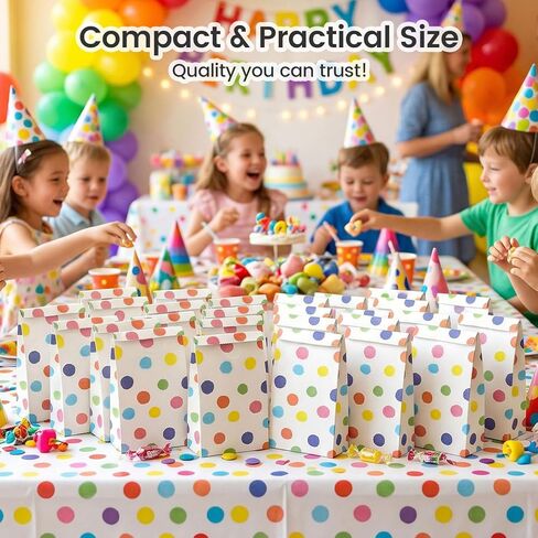 vgoodall 24pcs حفلة تفضيل حقائب الورق ، حقائب الهدايا البولكا دوت معالجة الحقائب مع ملصقات جيدة لأكياس عيد ميلاد استحمام الطفل in Kuwait