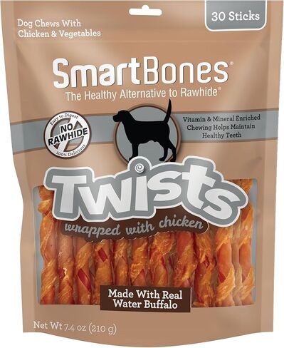 SmartBones Twists Wrapped with Chicken Made with Real Water Buffalo, 30 Count, Rawhide-Free Chews for Dogs in Saudi Arabia