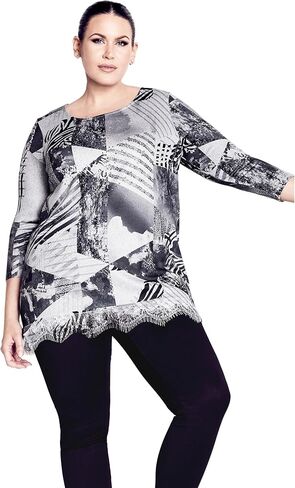 Avenue Women's Plus Size Lace Hem Top in Saudi Arabia