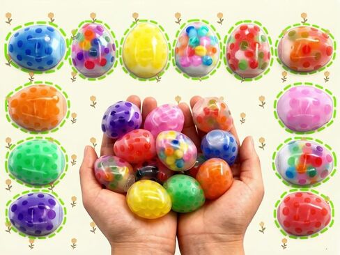 8 حزمة بيض عيد الفصح كرات الإجهاد كرات تململ ألعاب ، 8 ألوان ألعاب كرة الضغط ، حفلات سلة عيد الفصح تفضل الهدايا in Kuwait