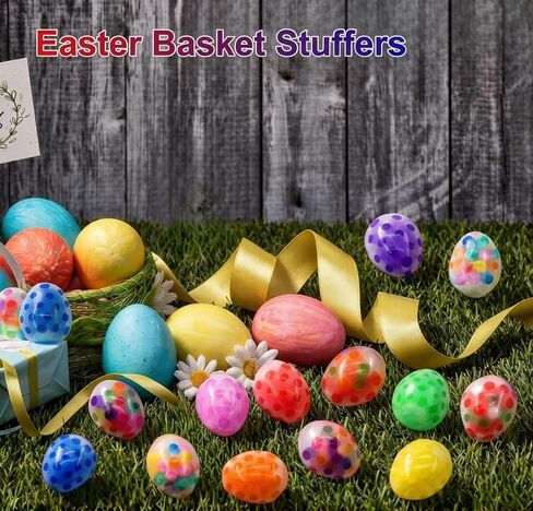 8 حزمة بيض عيد الفصح كرات الإجهاد كرات تململ ألعاب ، 8 ألوان ألعاب كرة الضغط ، حفلات سلة عيد الفصح تفضل الهدايا in Kuwait
