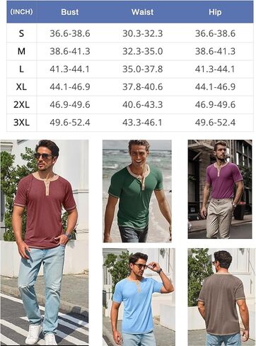 Mens Henley Shirts Short Sleeve Casual Summer Basic T Shirts Button Vintage Lightweight Tee Tops in Saudi Arabia