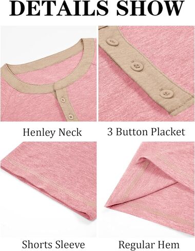 Mens Henley Shirts Short Sleeve Casual Summer Basic T Shirts Button Vintage Lightweight Tee Tops in Saudi Arabia