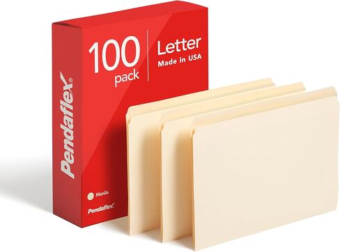 مجلد ملفات Pendaflex 752، قطع مستقيم، علامة تبويب علوية، حرف، مانيلا (صندوق من 100)، طبيعي in Kuwait