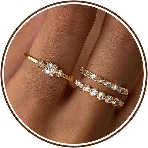 Chihayafuji 14K مطلية بالذهب تكويم البنصر خواتم الذهب للنساء غير تشويه مكتنزة بيان خاتم الفرقة تشيكوسلوفاكيا الخنصر خاتم الخطوبة وعد العصابات الزفاف للنساء حجم 5-11 in Saudi Arabia